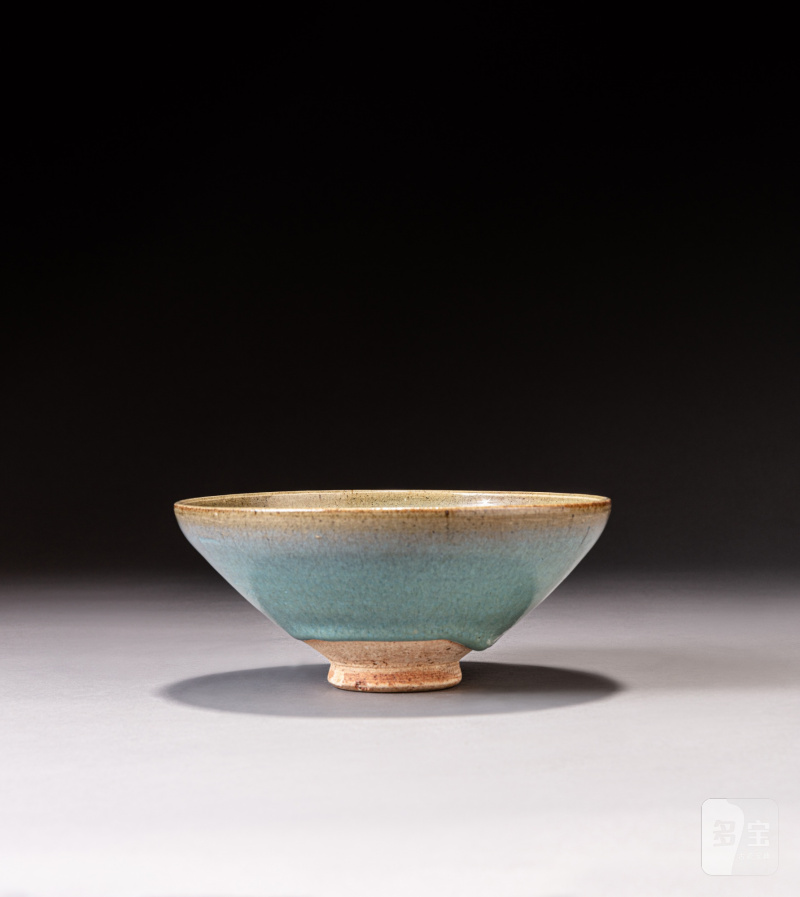 元 鈞窰天藍釉紫斑盌 - 图2